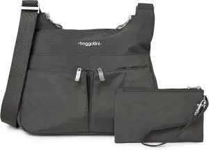 Baggallini Cross Over Crossbody Women 11x8.5 Medium Travel Bag Lightweight Water-Resistant Nylon Organized Handbag Purse