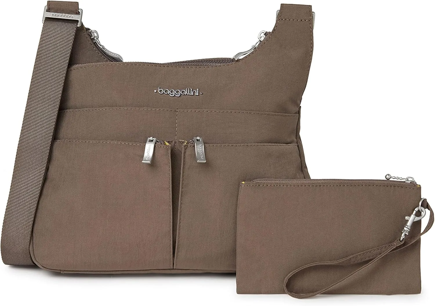 Baggallini Cross Over Crossbody Women 11x8.5 Medium Travel Bag Lightweight Water-Resistant Nylon Organized Handbag Purse