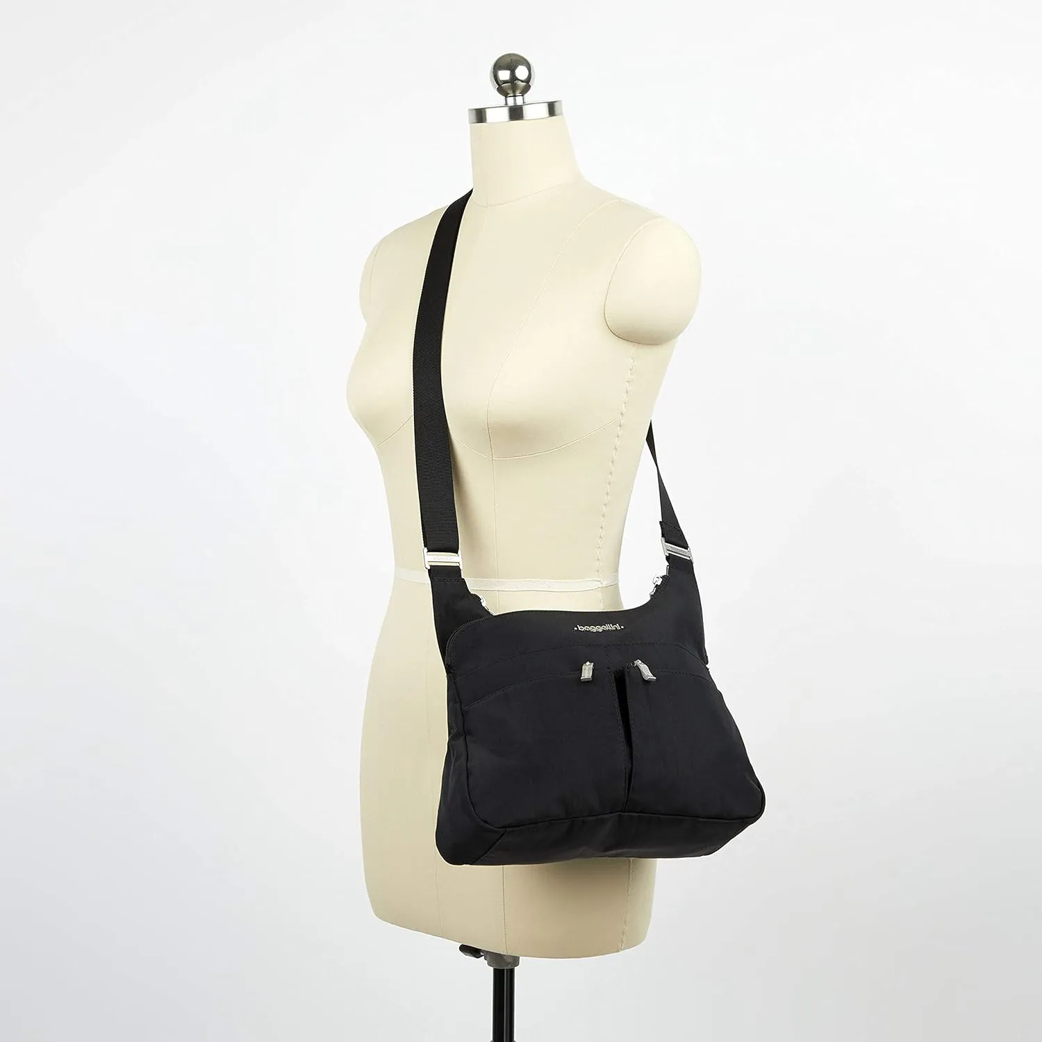 Baggallini Cross Over Crossbody Women 11x8.5 Medium Travel Bag Lightweight Water-Resistant Nylon Organized Handbag Purse