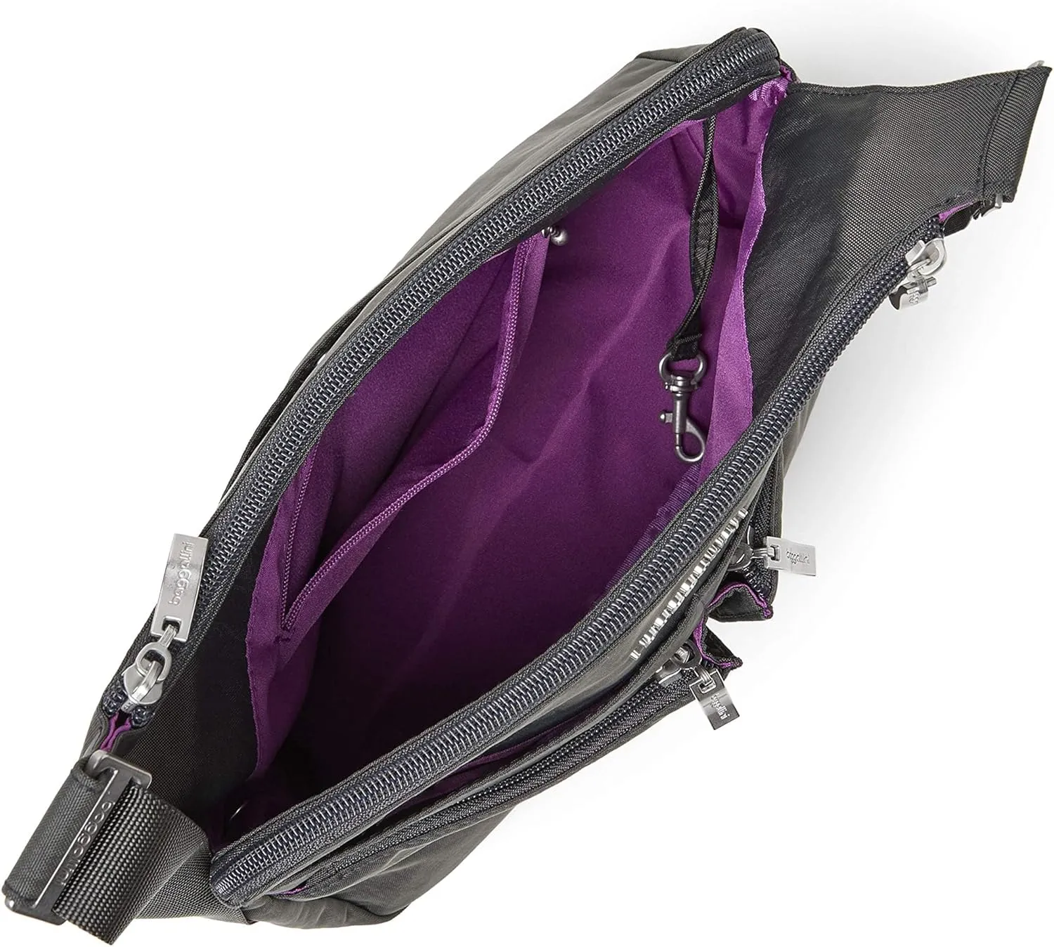 Baggallini Cross Over Crossbody Women 11x8.5 Medium Travel Bag Lightweight Water-Resistant Nylon Organized Handbag Purse