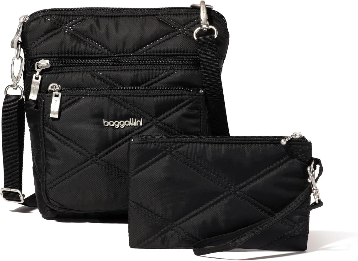 Baggallini Pocket Crossbody Bags for Women 8x8 Small Lightweight Durable Nylon Water-resistant Travel Purse W/Rfid Wristlet