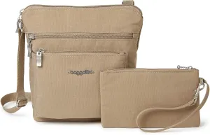 Baggallini Pocket Crossbody Bags for Women 8x8 Small Lightweight Durable Nylon Water-resistant Travel Purse W/Rfid Wristlet
