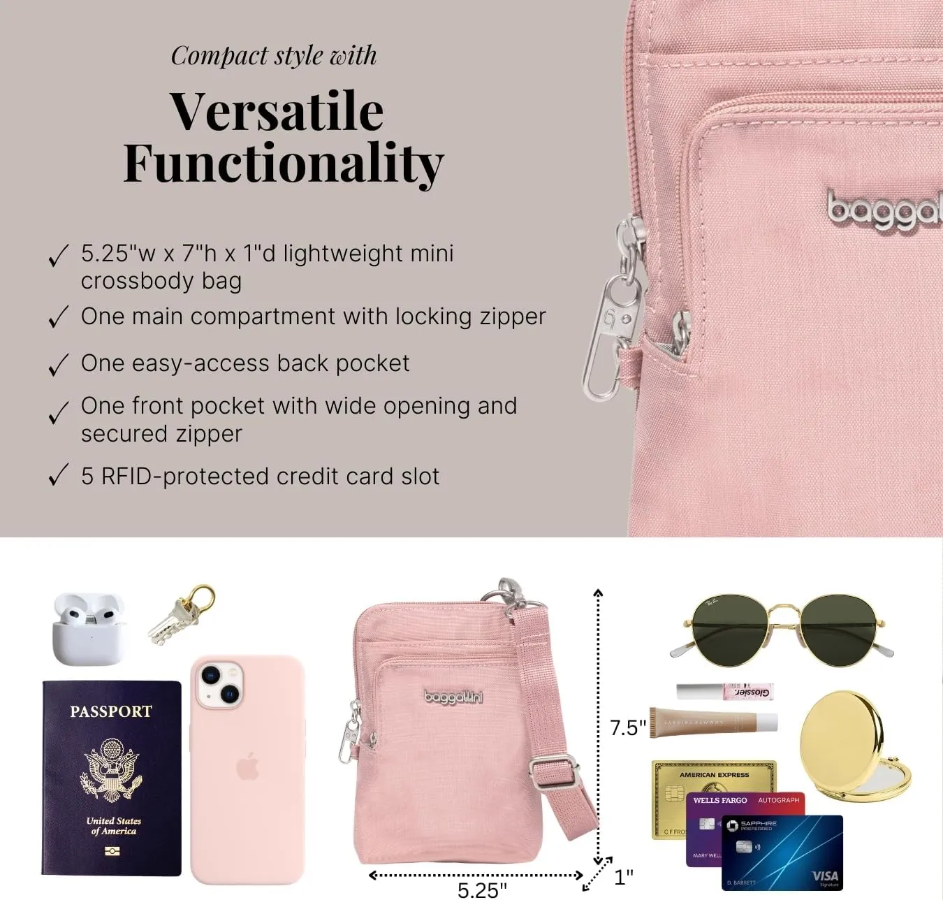 Baggallini Securtex Anti-Theft Activity Crossbody Bag