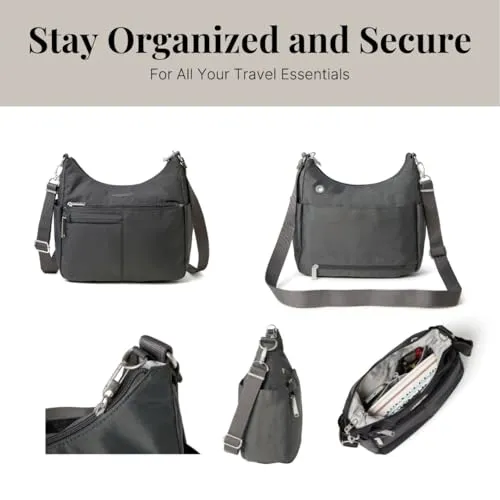 Baggallini Securtex® Anti-theft Free Time Crossbody Bag Cross Body, Charcoal, One Size US