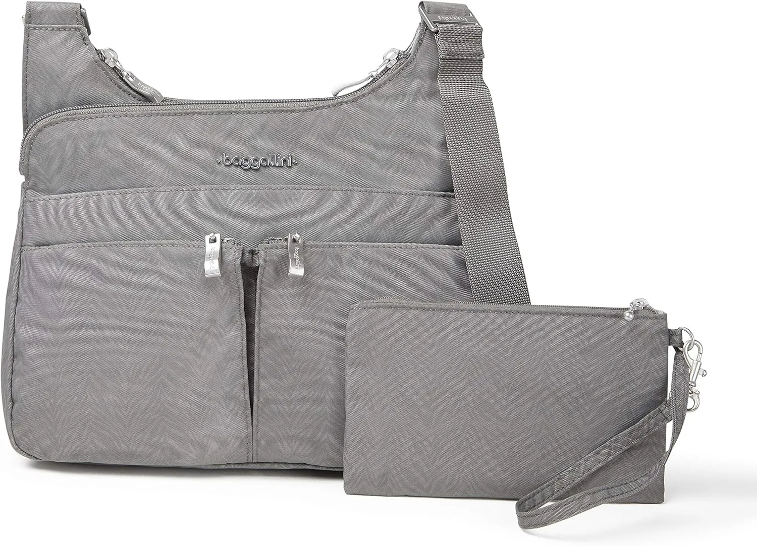 Baggallini Women's Cross Over Crossbody, Pewter Zebra
