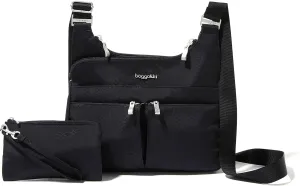 Baggallini Womens Cross Over Crossbody With RFID, Black Python, One Size US