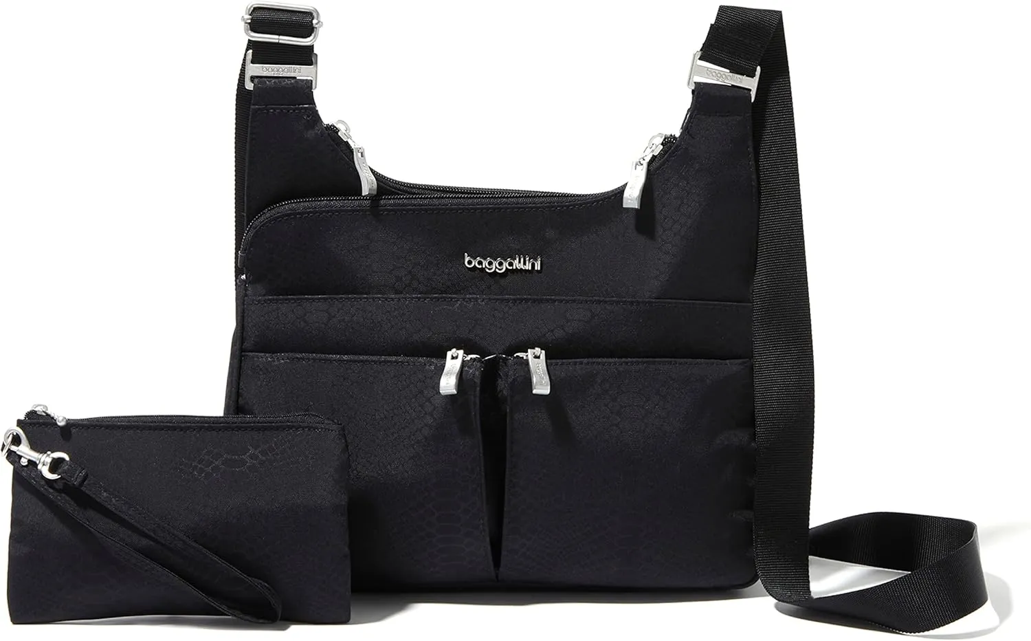 Baggallini Womens Cross Over Crossbody With RFID, Black Python, One Size US