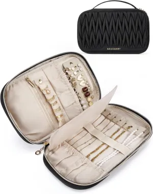 BAGSMART Travel Jewelry Case Jewelry Organizers and Storage Earings Holder Organizer for Women Necklace Holder Jewelry Rolls for Necklaces, Earrings, Bracelets-Black
