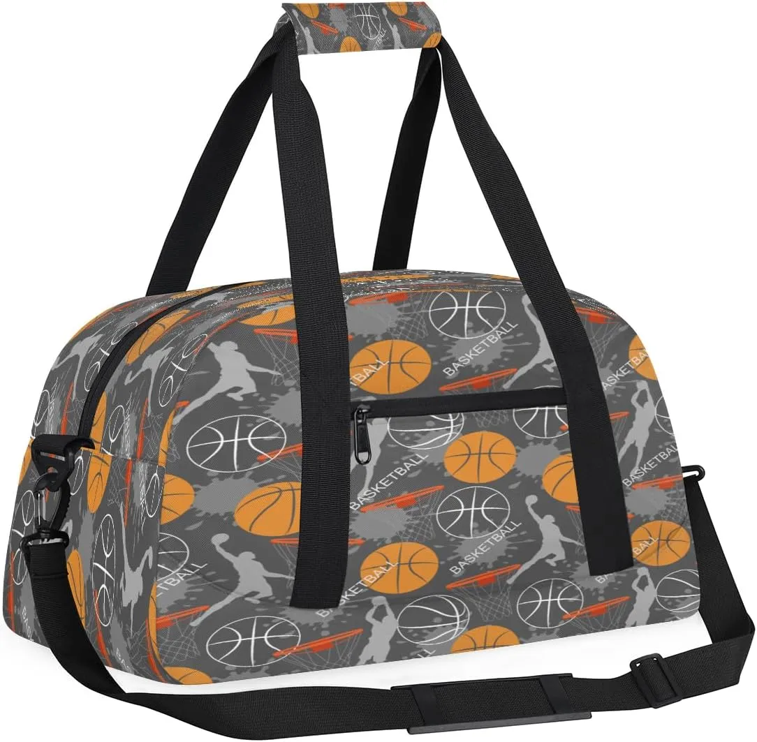Ball Sports Kids Overnighter Duffel Bags for Boys, Carry-On Size Sports Gym Bag with Front Zipper Pocket for School Practice or Overnight Travel Weekender Sleepover Tote Bag