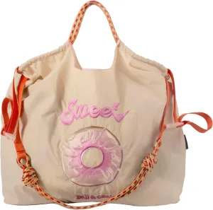 Ball&Chain Embroidered Doughnut Pattern Tote Bag，Women's Leisure Shopping Bag, 15x16 inches