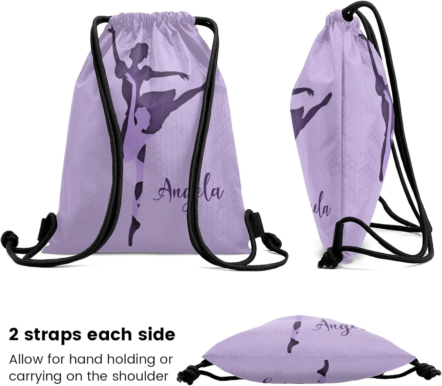 Ballet Soul Dancer Purple Waterproof Drawstring Backpack for Sports Gym for Sackpack String Bag for Basketball Bag