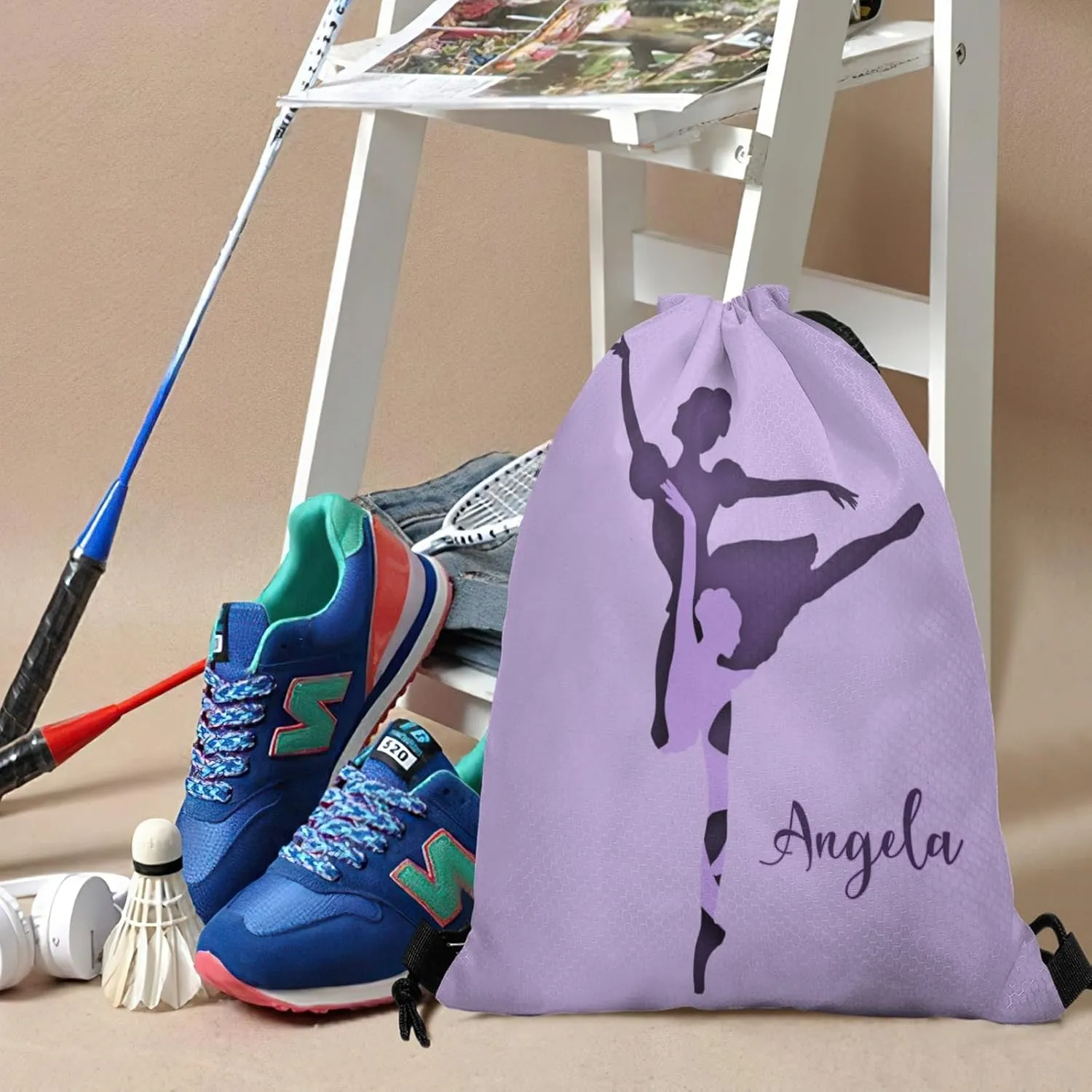 Ballet Soul Dancer Purple Waterproof Drawstring Backpack for Sports Gym for Sackpack String Bag for Basketball Bag
