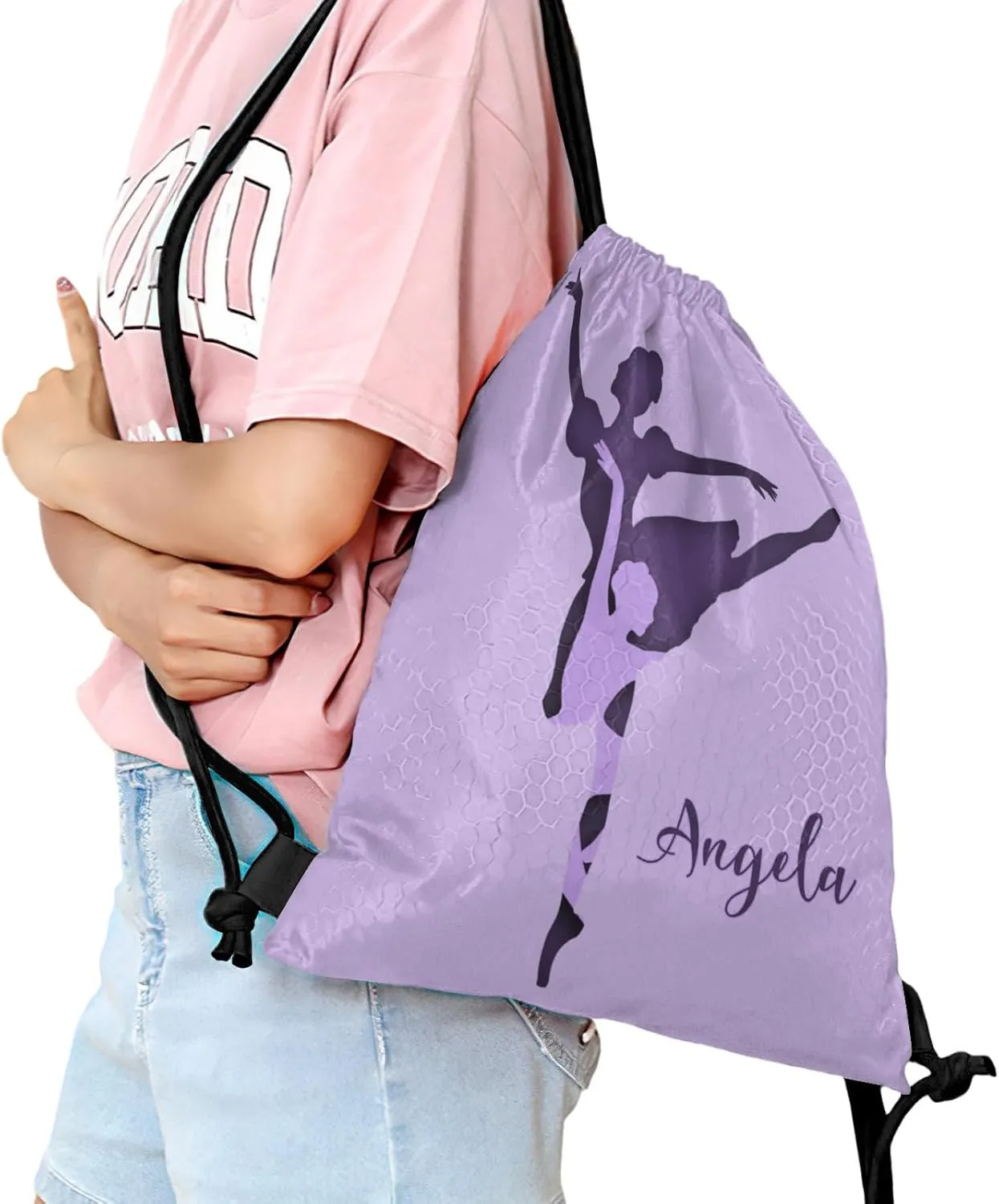 Ballet Soul Dancer Purple Waterproof Drawstring Backpack for Sports Gym for Sackpack String Bag for Basketball Bag