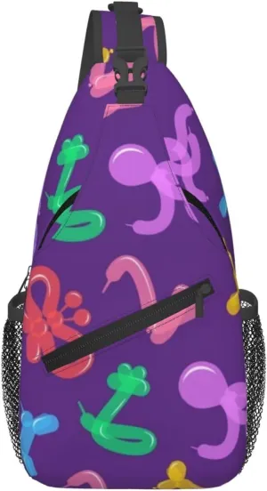 Balloon Dog On Purple Men'S Chest Bag Sling Backpack Crossbody Shoulder Bag Travel Hiking Daypack