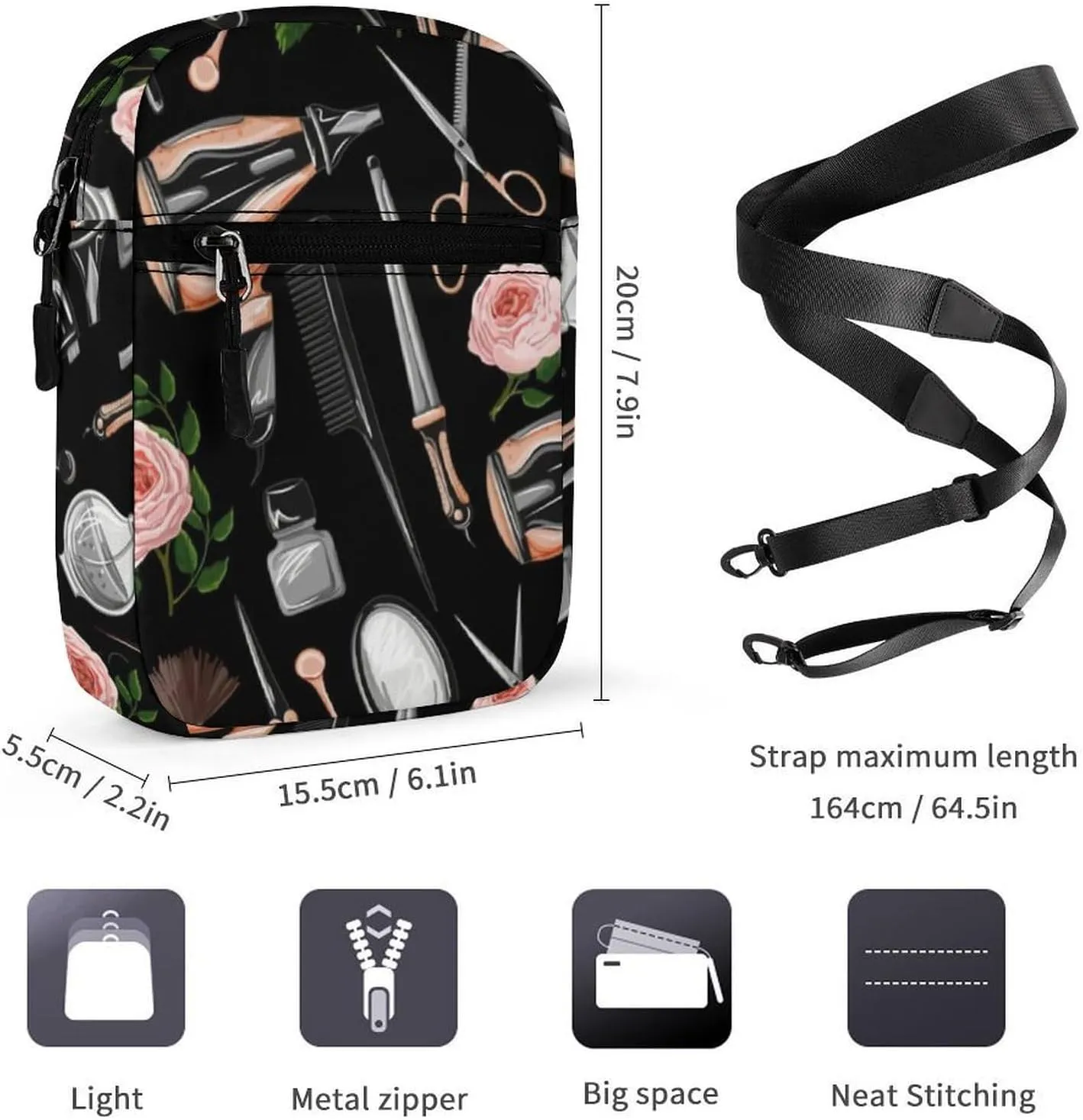 Barber Scissors Comb Crossbody Bag Small Shoulder Bag Waterproof, Lightweight And Convenient
