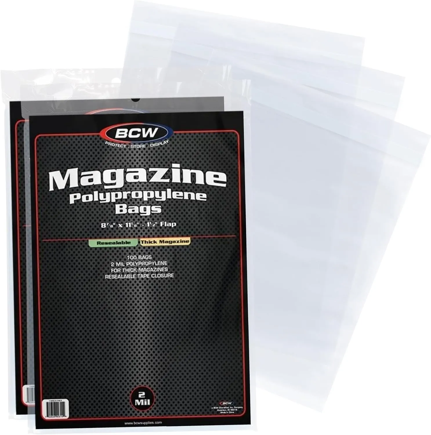 BCW Thick Resealable Magazine Bags - Pack of 200 | Acid-Free, Clear Polypropylene Sleeves for Archival-Quality Storage of Collectible Magazines | Protect Your Valuable Comic Book Collection