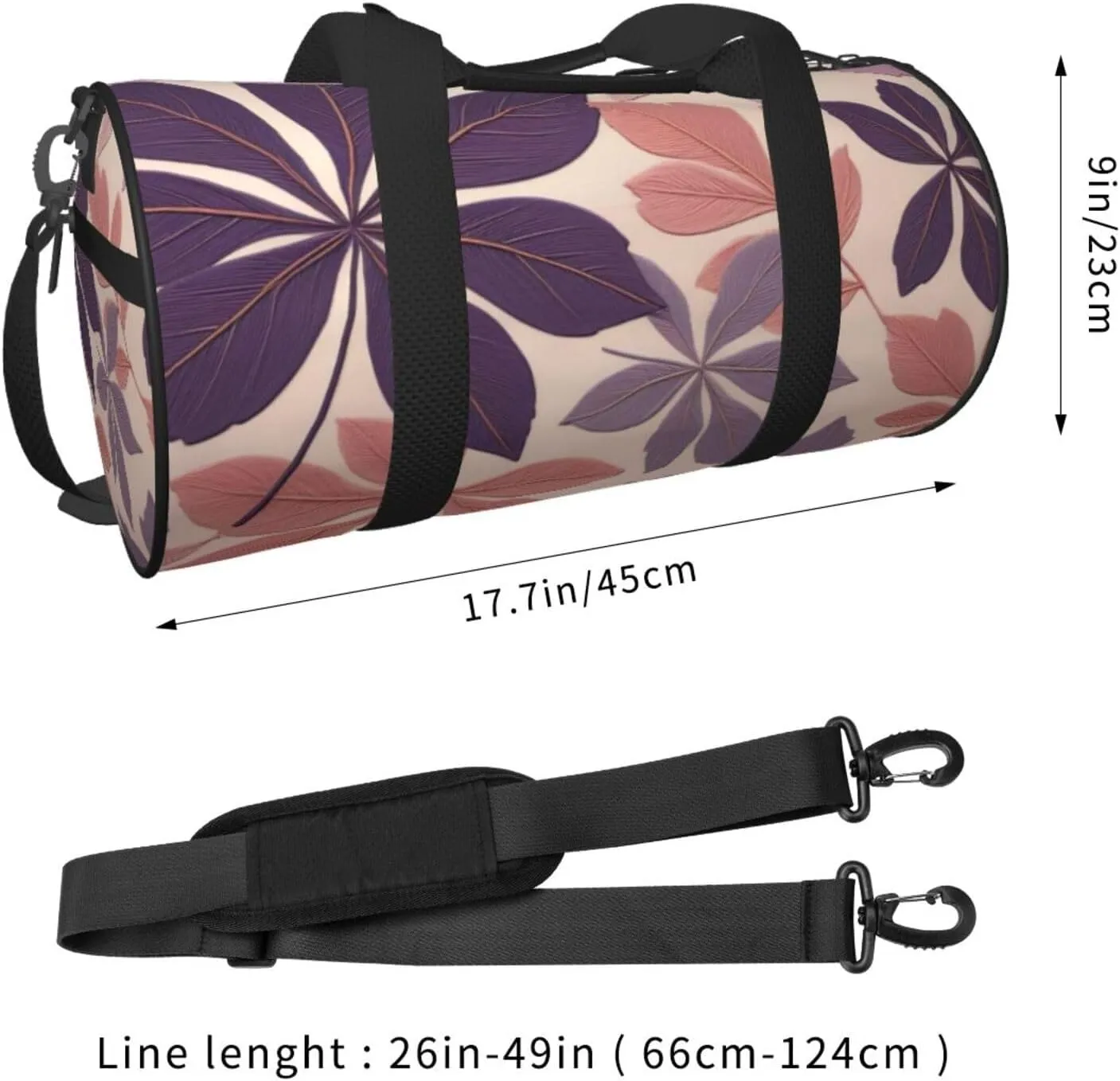 Beautiful grape leaves Printed Travel Bag,Round Personal Item Storage bag,Foldie Duffel Bag for Traveling Vacation,Fitness,Sports