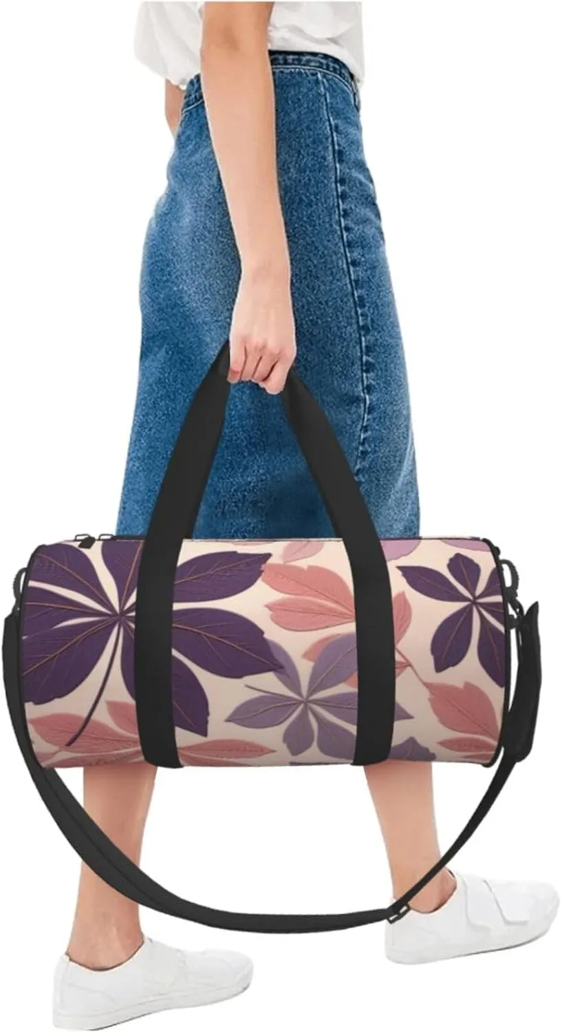 Beautiful grape leaves Printed Travel Bag,Round Personal Item Storage bag,Foldie Duffel Bag for Traveling Vacation,Fitness,Sports