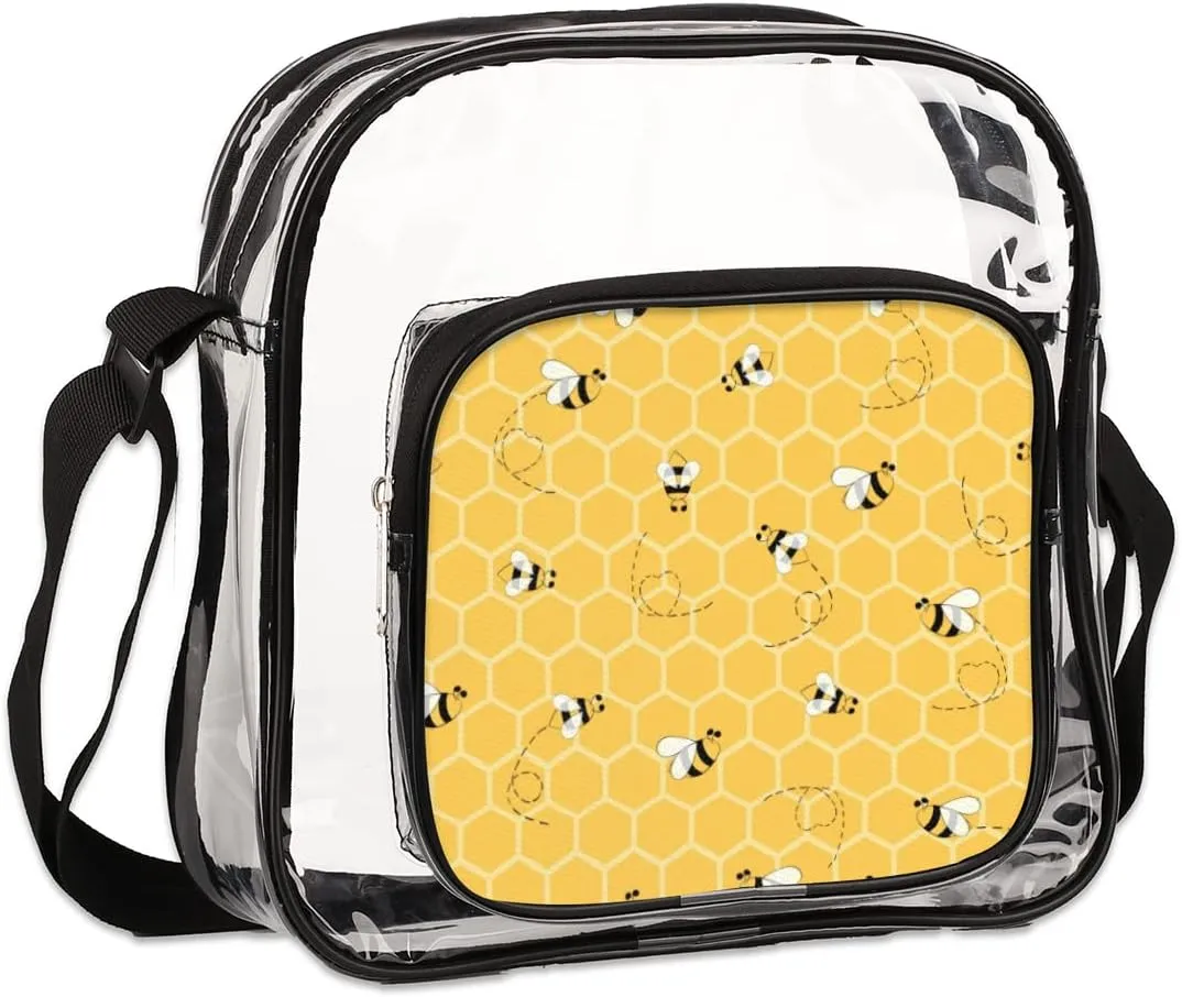 Bee With Honey Clear Crossbody Bag Clear Messenger Bag Shoulder Bags Clear Purse Stadium Approved