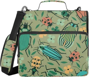 Beetles Lady Bugs Insects Zipper Binder 1.5 Inch 3 Ring Binder Bag with Shoulder Strap Binder Organizer for Office College, 1 Pack