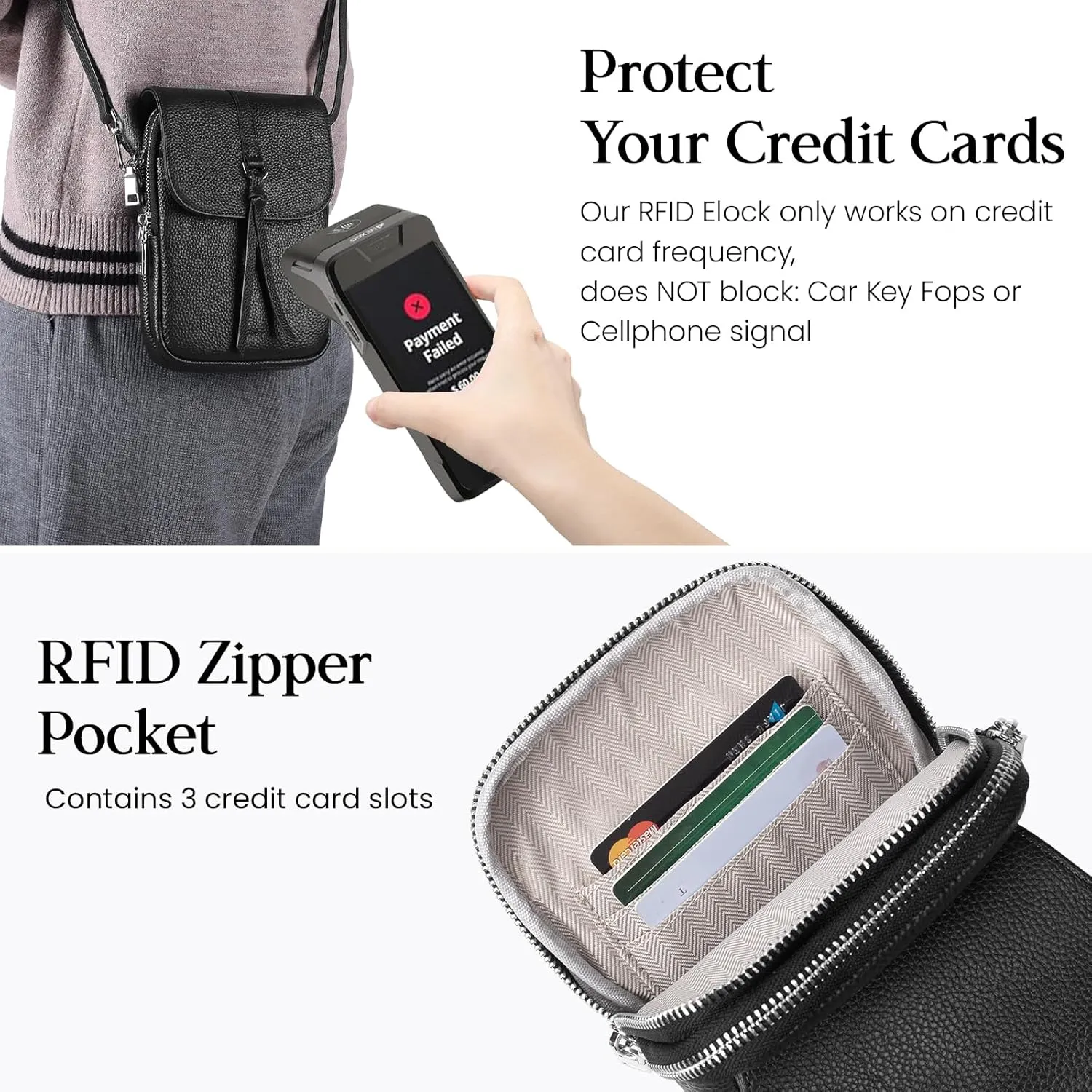 befen Genuine Leather Small Crossbody Bags for Women, Multi Pocket Cell Phone Crossbody Purse with RFID Blocking Card Slots
