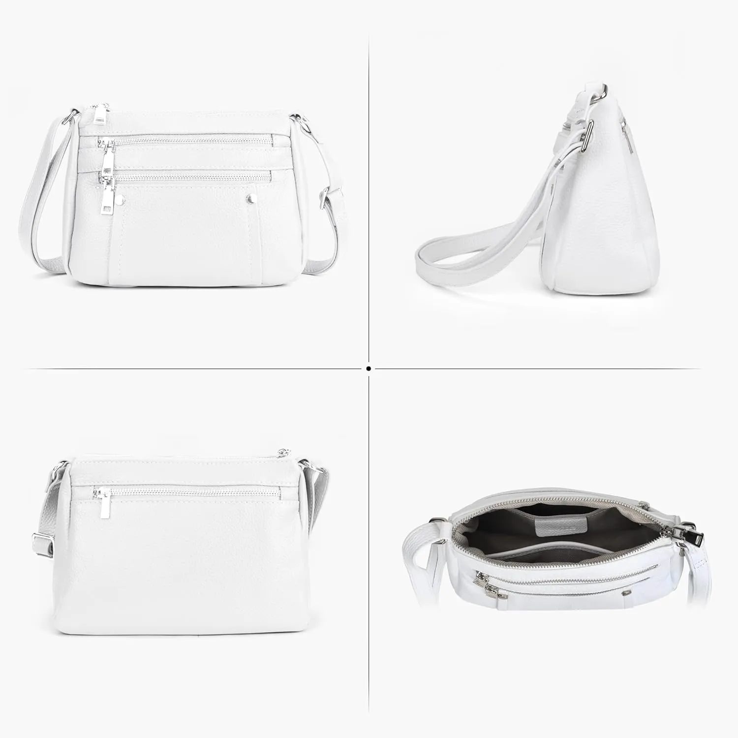 befen Genuine Leather Small Crossbody Bags Purses for Women Pocketbooks Shoulder Bag Satchel Purse with Multi Zipper Pockets