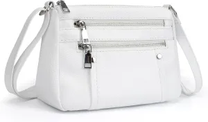 befen Genuine Leather Small Crossbody Bags Purses for Women Pocketbooks Shoulder Bag Satchel Purse with Multi Zipper Pockets