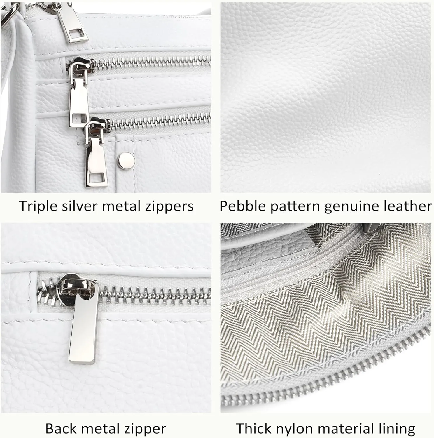 befen Genuine Leather Small Crossbody Bags Purses for Women Pocketbooks Shoulder Bag Satchel Purse with Multi Zipper Pockets