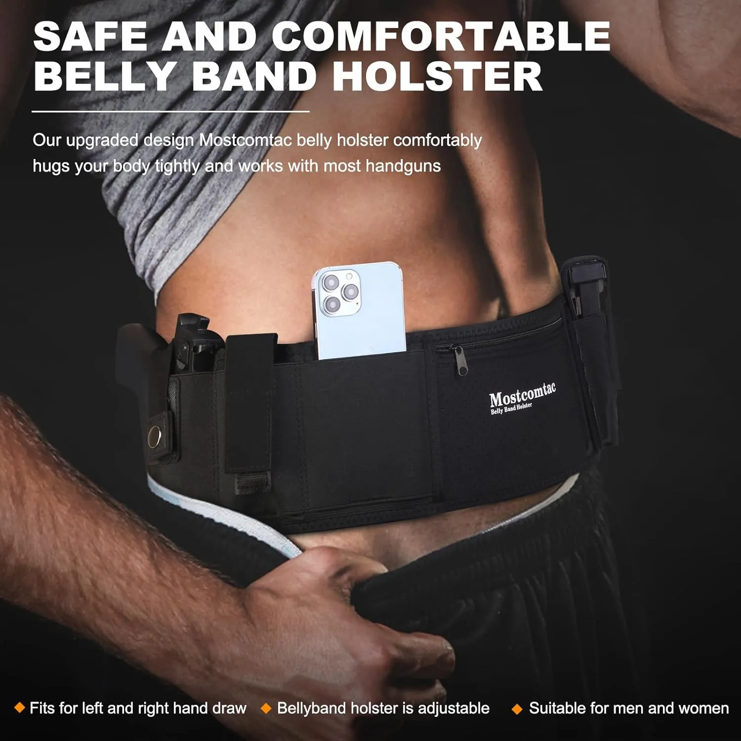 Belly Band Holster for Concealed Carry - Gun Holster for Women and Men, Waist Band Holster for Pistols, Most Guns and Revolvers