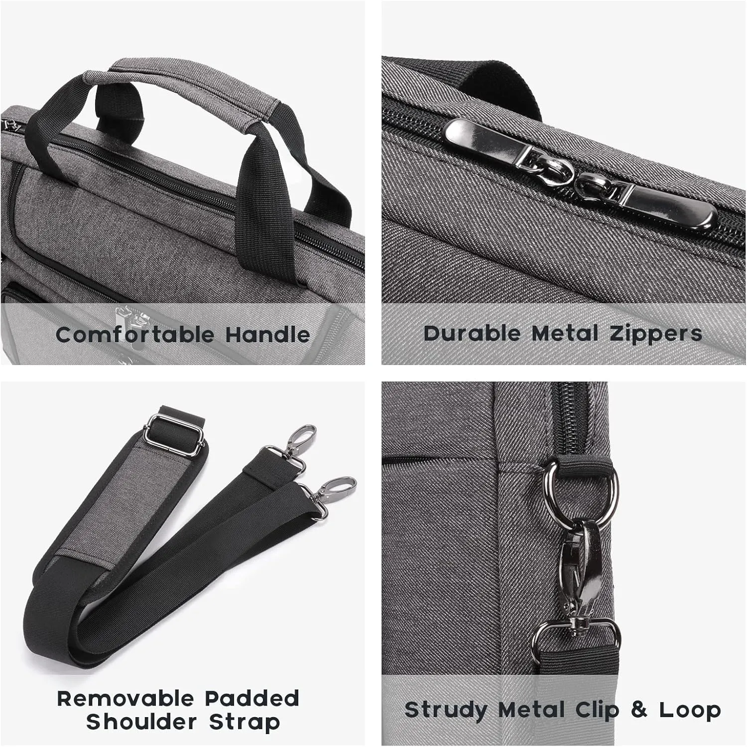 BERTASCHE Laptop Bag 13.4-inch, Grey, Padded Laptop Compartment, Adjustable Shoulder Strap, Organized Interior