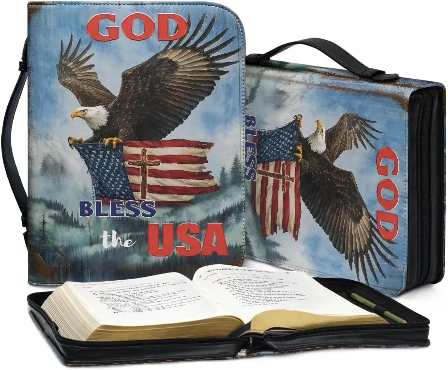 Bible Cover Case PU Leather Book Cover for Women Girls, Large Capacity Scripture Bag Bible Cover Bags