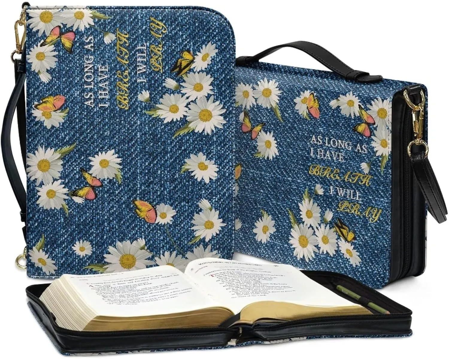 Bible Covers Leather Waterproof Carrying Book Case for Women Men Crossbody Bible Case Bible Bag