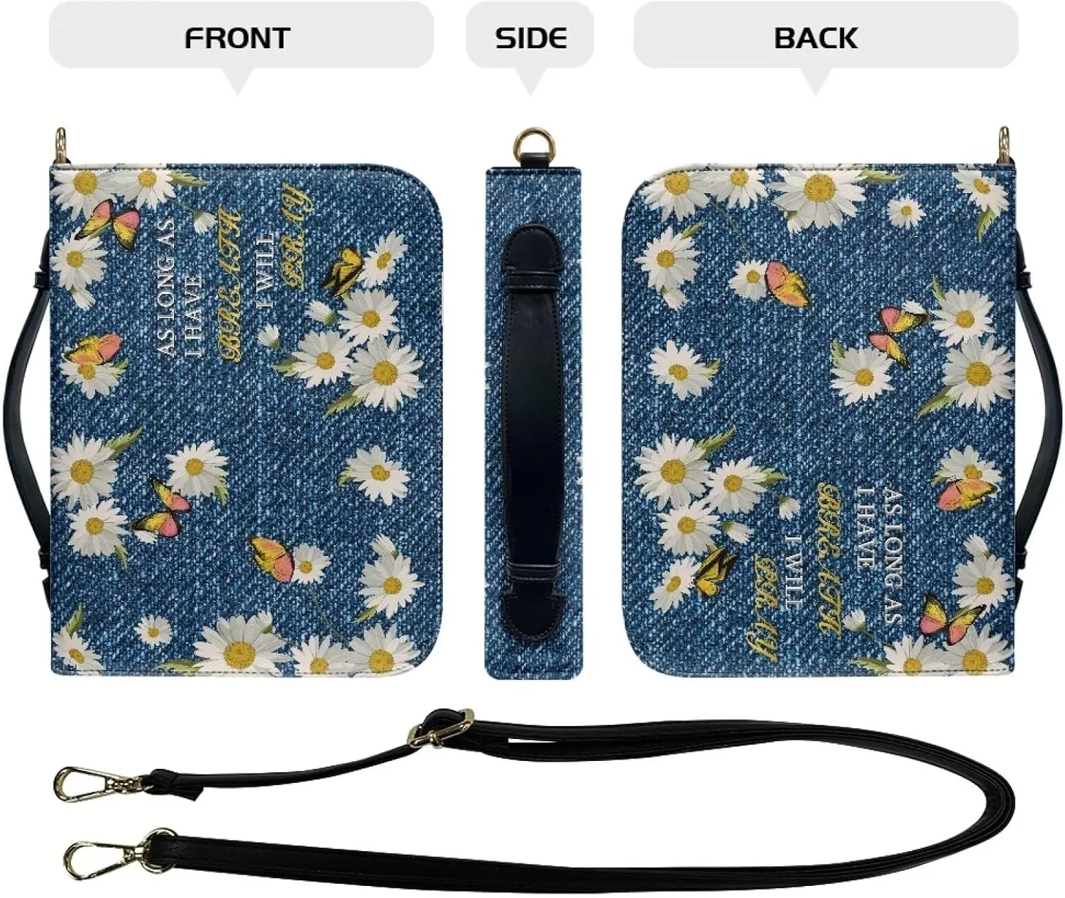 Bible Covers Leather Waterproof Carrying Book Case for Women Men Crossbody Bible Case Bible Bag