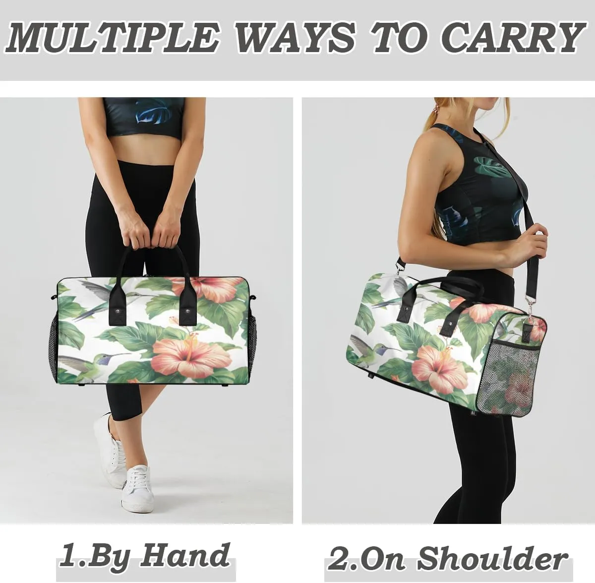 Bird Hummingbird Travel Duffle Bag for Women Men Foldable Waterproof Weekender Bag Carry on Tote for Overnight Sports Gym Hummingbird Orchid Flowers
