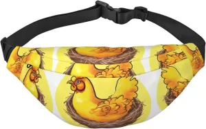 Bird's Nest Golden Chicken Travel Fashion Waist Bag, Suitable for Sports, Running, Cycling, Traveling, Fishing Boys Large Crossbody Waist Bag,