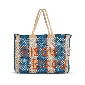 Bisou Bisou Woven Macrame Jute Tote – Handmade Eco-Friendly Shoulder Bag – Sustainable Market, Beach or Travel Bag – Fair Trade Artisan Bag from India