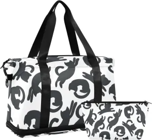 Black Cat Versatile Sports Travel Bag - Lasting Twill Tote, Removable Wheel & Rod Bagging, Multi-pocket Design, Complimentary Makeup Bag
