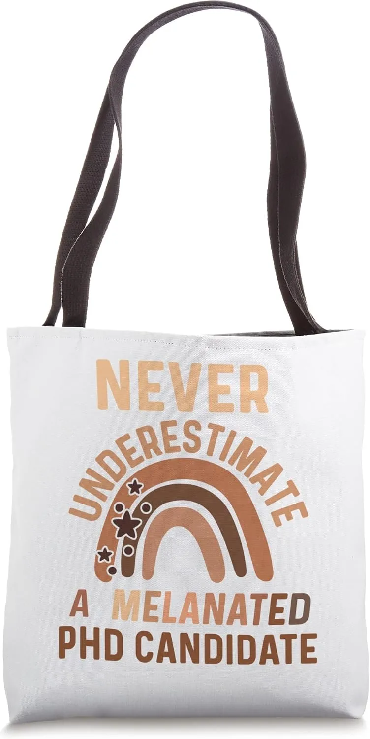 Black PhD Student Melanated Doctoral Candidate Boho Rainbow Tote Bag