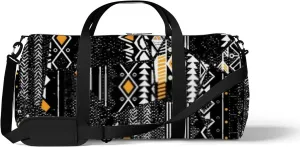 Black Vintage Cute Abstract Bohemian Style Print Sports Bag Tote Bag Waterproof Gym Bag with Shoulder Strap Zipper 2 Side Pockets for Men and Women, Travel and Storage Shoulder Bag.