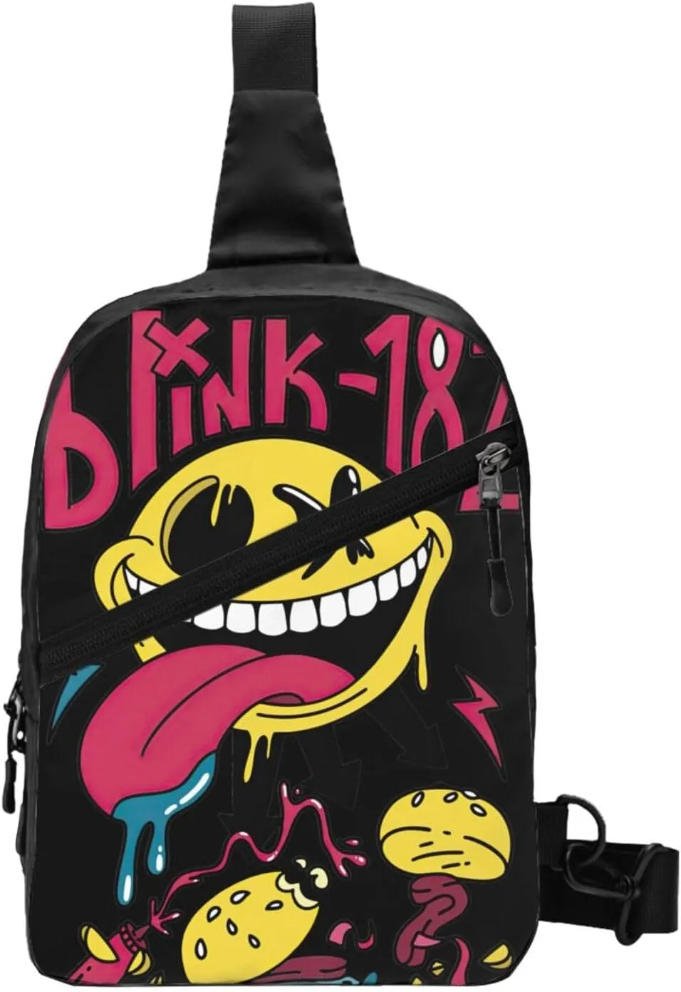 Blink Classic Rock 182 Crossbody Handbag Chest Bag Sling Backpack Adjustable Shoulder Bag Hiking Daypack Beautiful Chest Package Foldable Multipurpose Bag for Work, Black