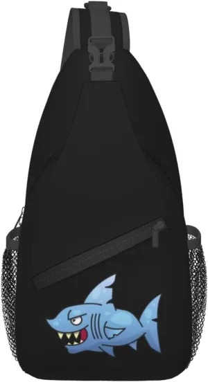 Blue Fish Showing Teeth Crossbody Bags For Women Men Chest Backpack Gym Shoulder Bag Travel Outdoor Sports Casual Crossbody Bags