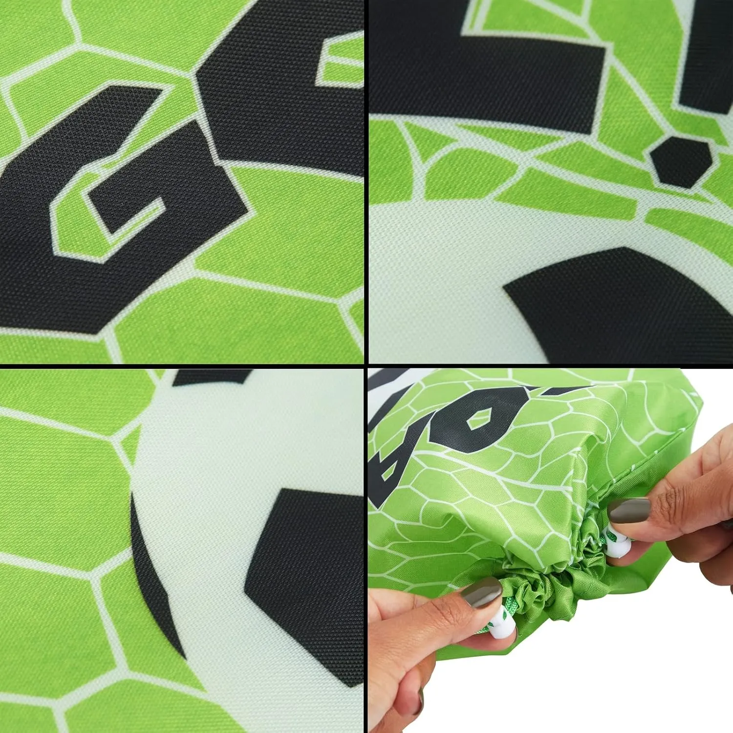 BLUE PANDA 12 Pack Soccer Drawstring Gift Bags with Goal Print for Sports Goodies and Treats - 10 x 12 In Soccer Treat Bags for Team Snacks