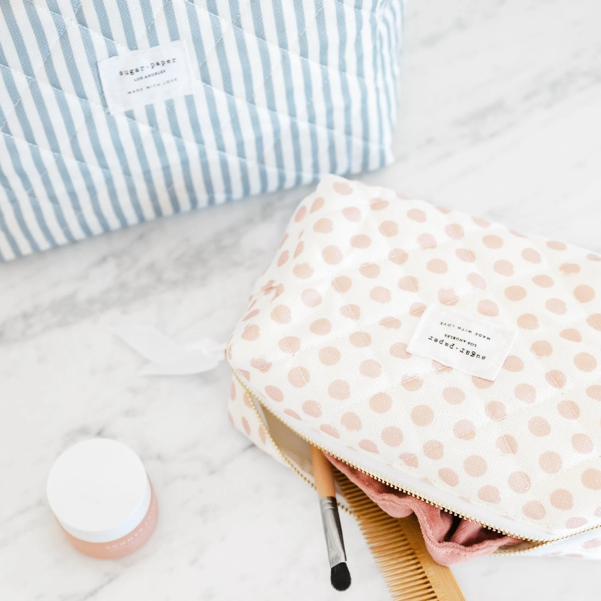 Blue Stripe Large Cosmetic Pouch