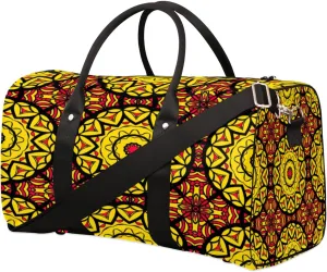 Bohemian Ethnic Motifs Travel Duffle Bag Waterproof Foldable Weekender Bags for Women and Men Durable Carry on Overnight Bag with Shoulder Strap Lightweight Sports Gym Tote Bag