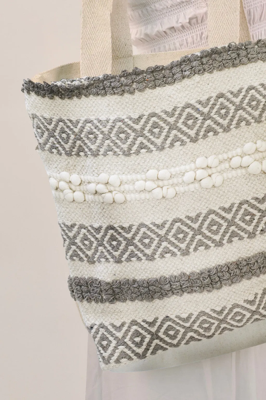 Bohemian Grey Textured Tote Bag