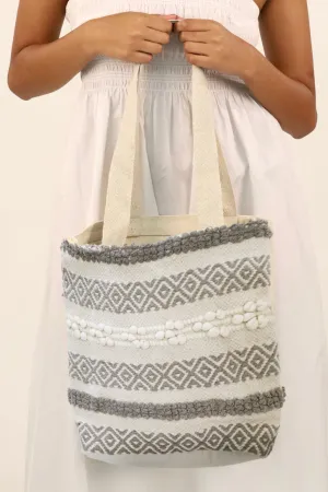 Bohemian Grey Textured Tote Bag