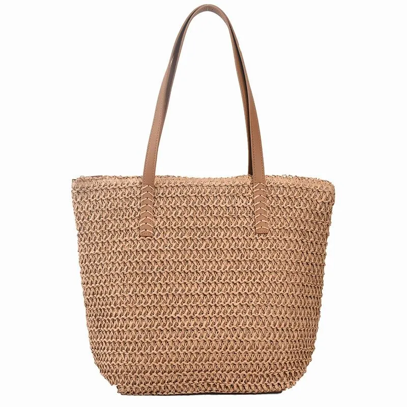 Bohemian Straw Beach Tote Bag for Summer