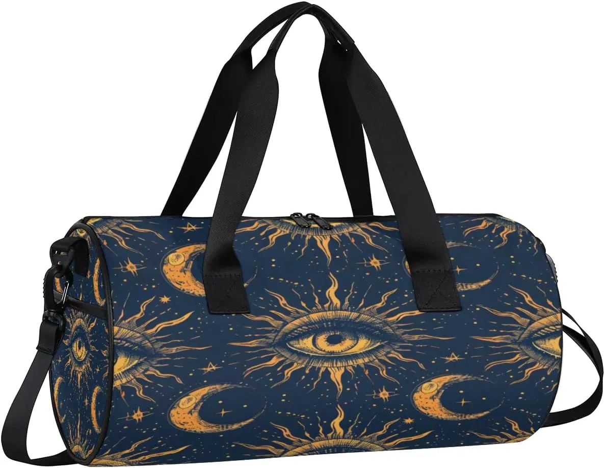 Bohemian Sun Moon Travel Gym Bag Waterproof Sport Dance Bag for Women Men Portable Gymnastics Duffel Bags Canvas Tote Carry on Handbag for Workout Overnight Weekender