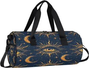 Bohemian Sun Moon Travel Gym Bag Waterproof Sport Dance Bag for Women Men Portable Gymnastics Duffel Bags Canvas Tote Carry on Handbag for Workout Overnight Weekender