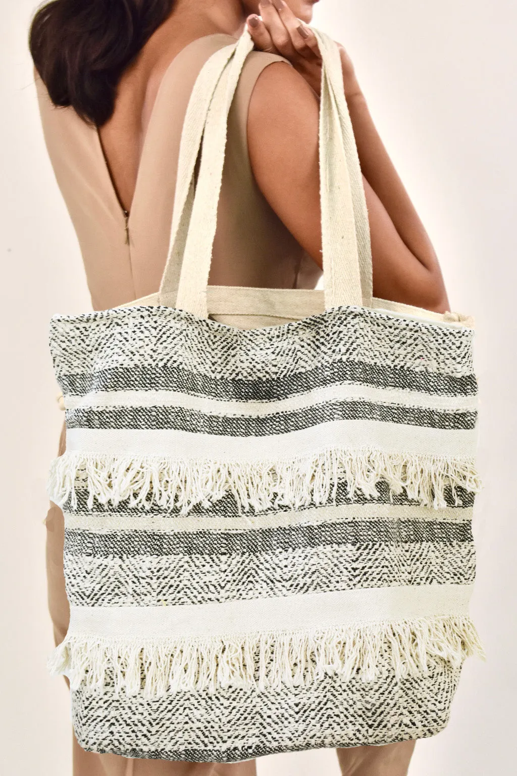 Bohemian Textured Fringes Tote Bag